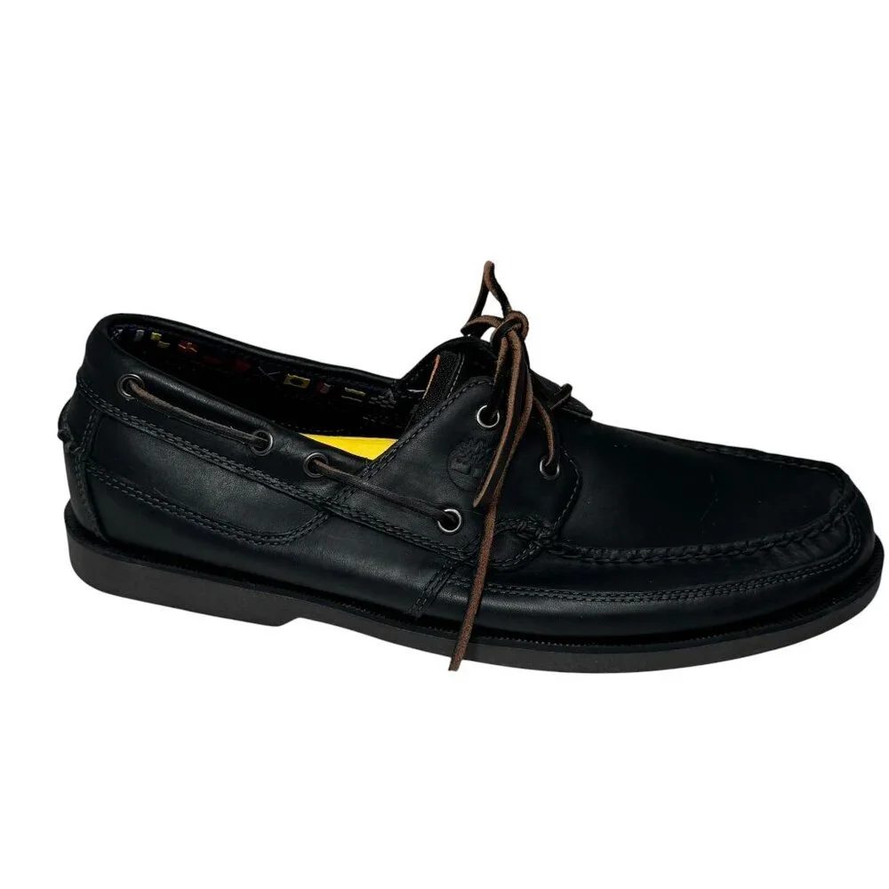 Timberland‎ Kiawah Bay 2, 70527 Men's Size 12 Black Leather Boat Shoes, NEW!